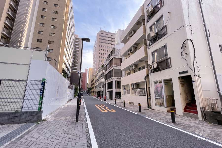 敷地東側の前面道路（北側から）