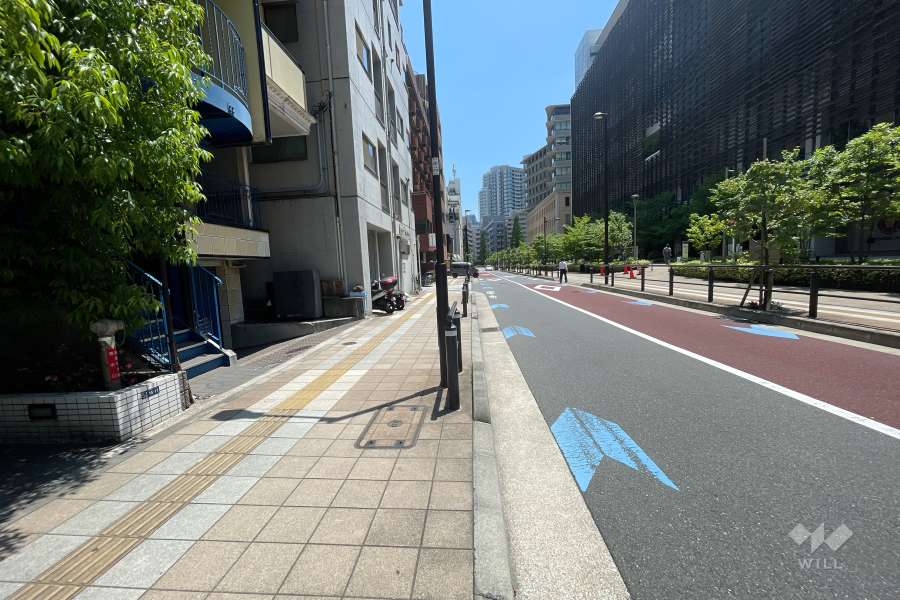 敷地西側の前面道路（北側から）