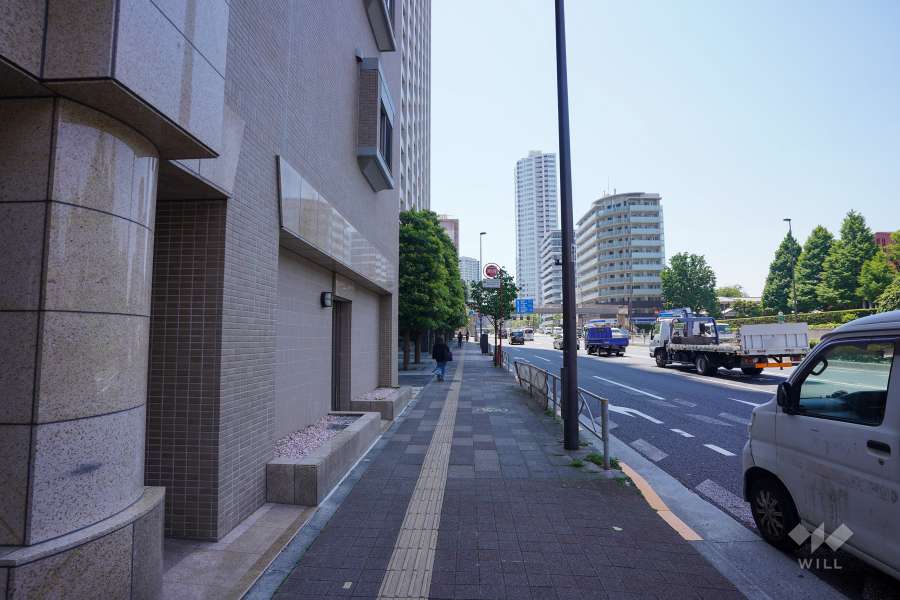 敷地西側の前面道路（北側から）