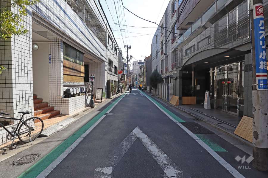 敷地東側の前面道路（北西側から）