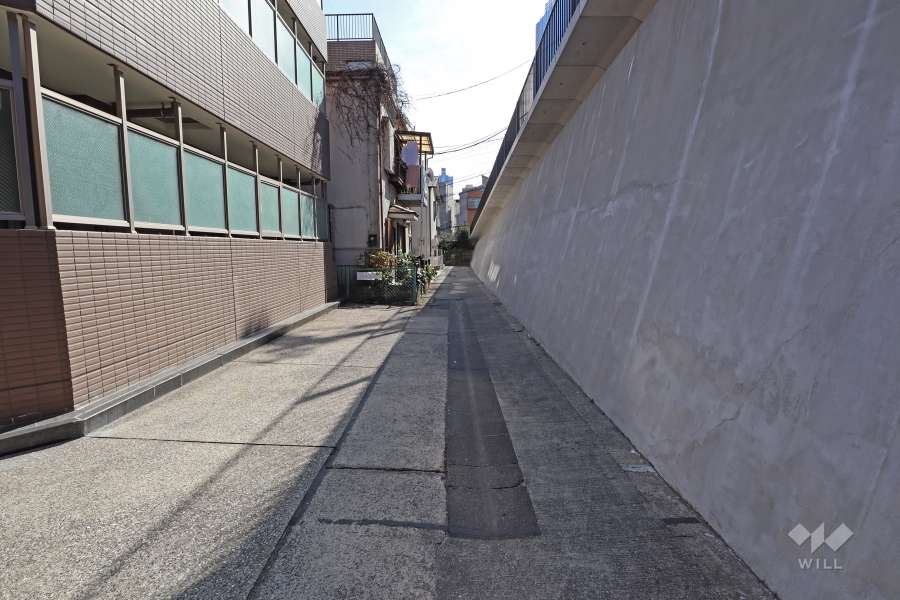 敷地西側の前面道路（北側から）