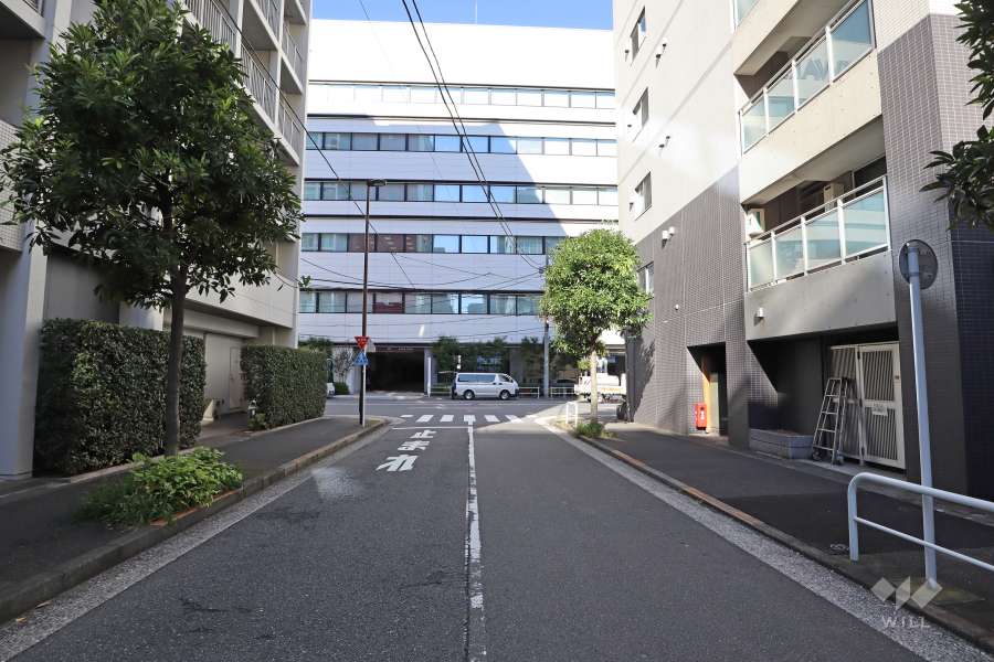 敷地西側の前面道路