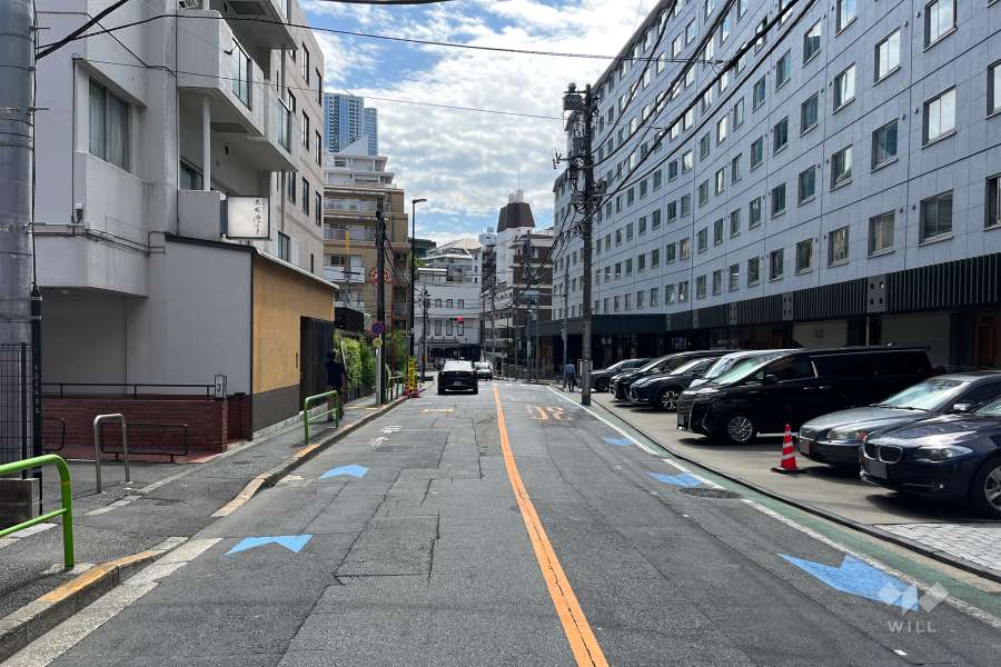 敷地の東側前面道路（北側から）