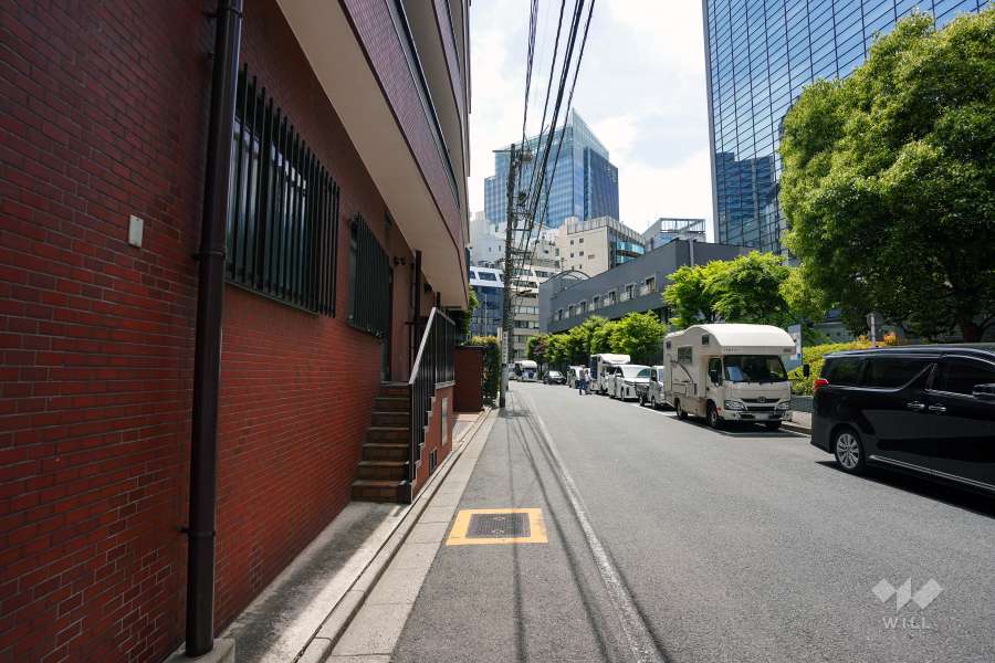 敷地西面の前面道路（北側から）