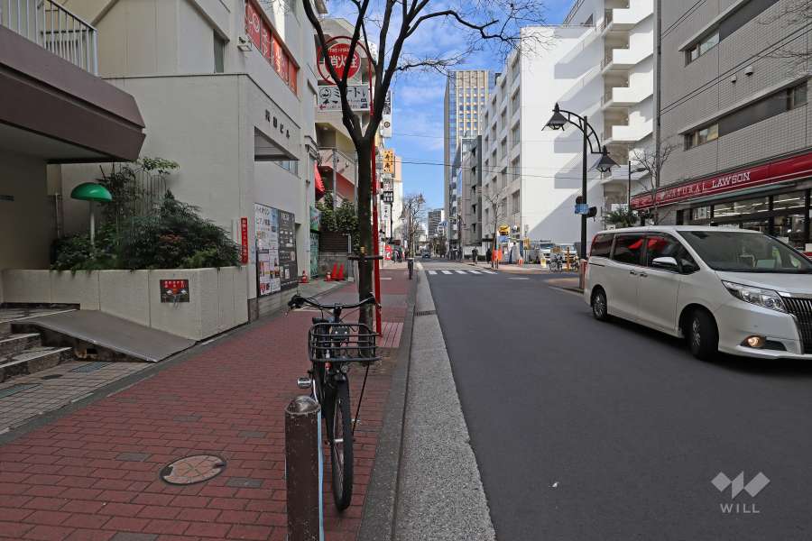 敷地南東側の前面道路（南西側から）