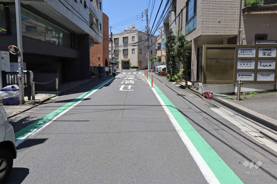 敷地南西側の前面道路（南東側から）