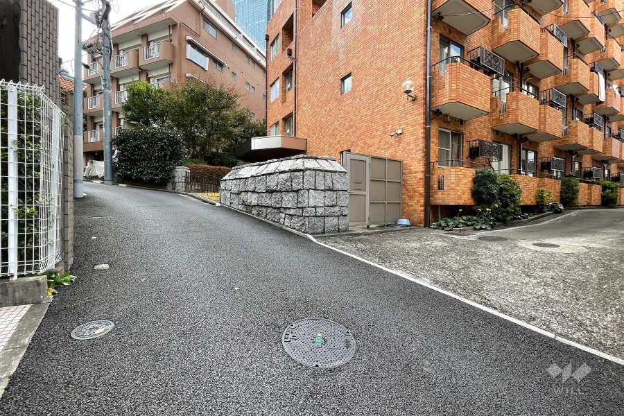 敷地北東側の前面道路（北西側から）