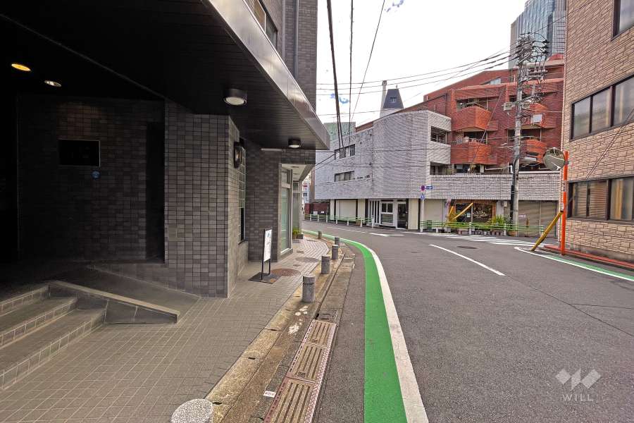 敷地南西側の前面道路（北西側から）