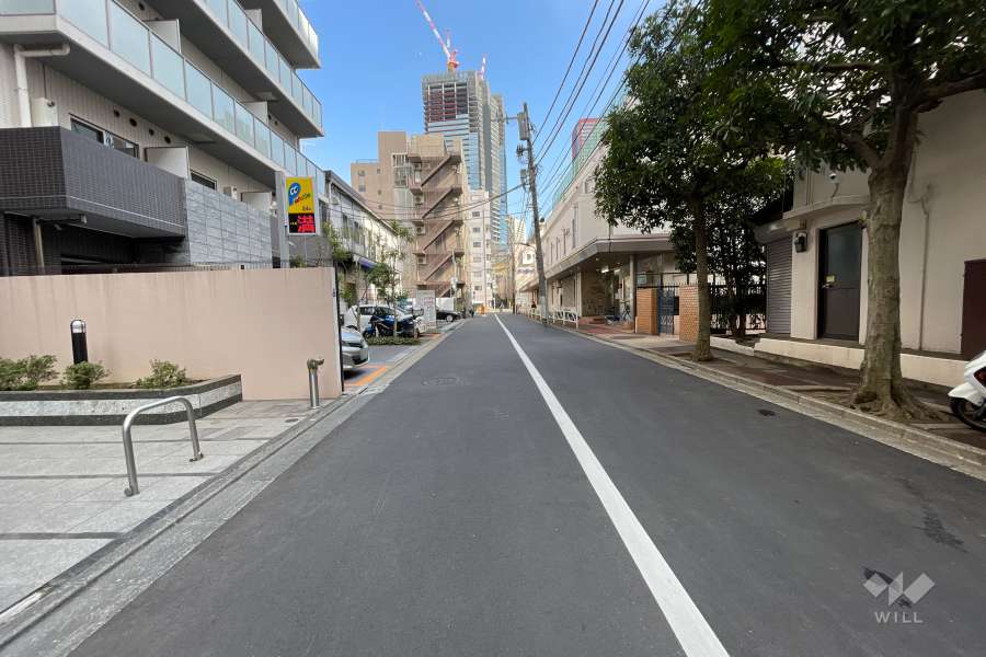 敷地南側の前面道路（西側から）