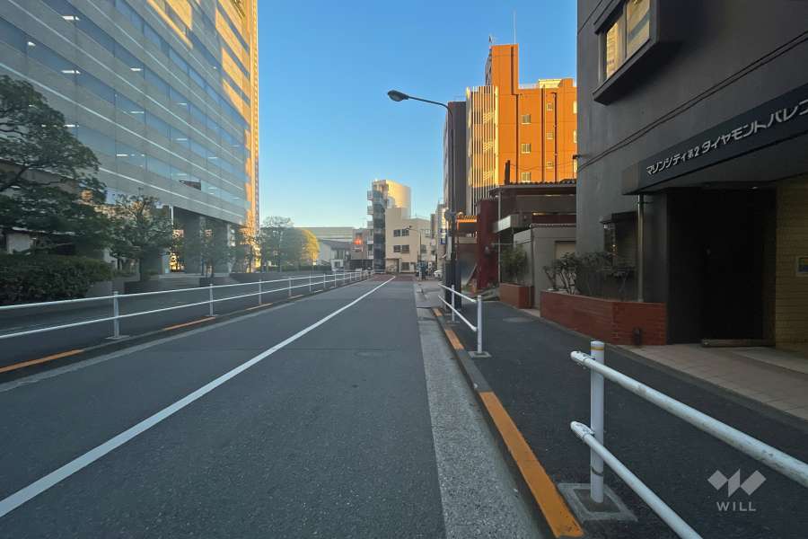 敷地北東側の前面道路（北西側から）