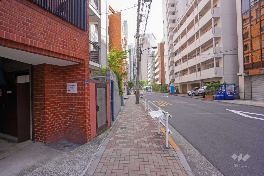 敷地西側の前面道路（北側から）