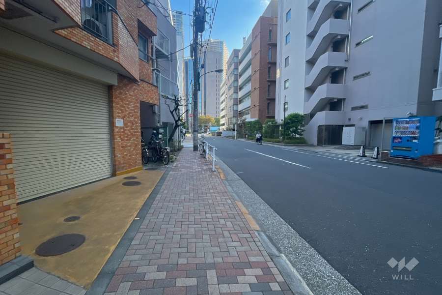 敷地西側の前面道路（北側から）