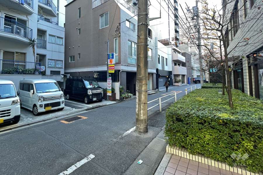 敷地北西側の前面道路（北東側から）