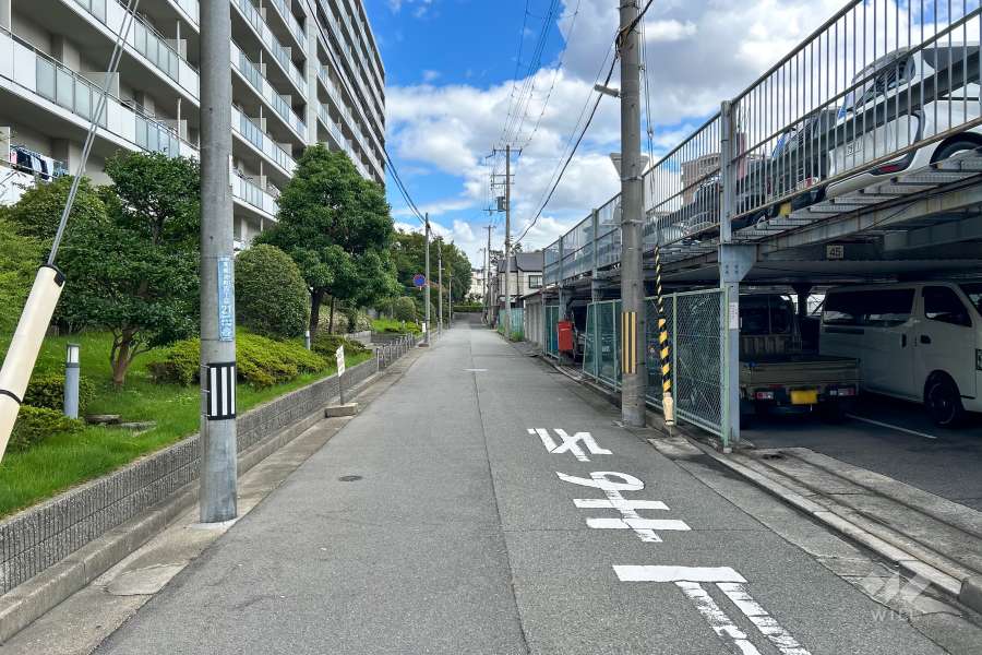 敷地南側の前面道路（西側から）