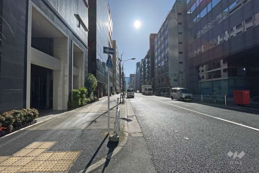 敷地南側の前面道路（西側から）