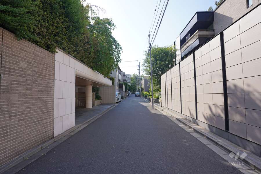 敷地の北東側前面道路（北西側から）