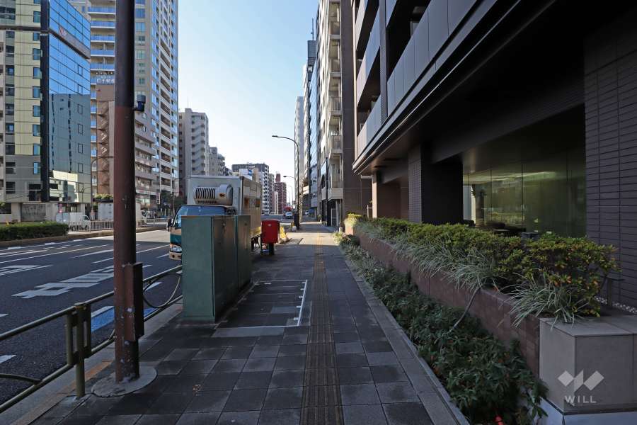 敷地南側の前面道路（西側から）