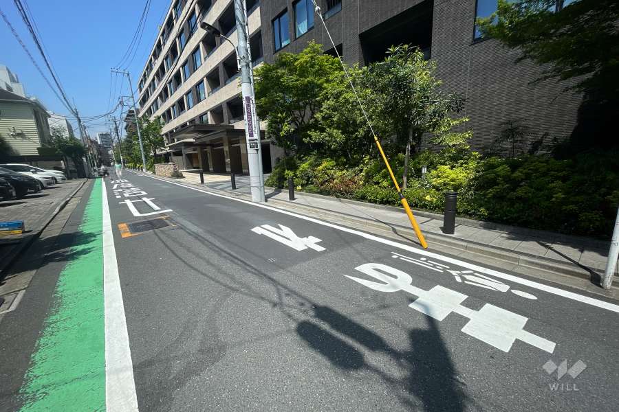 敷地南西側の前面道路（南東側から）