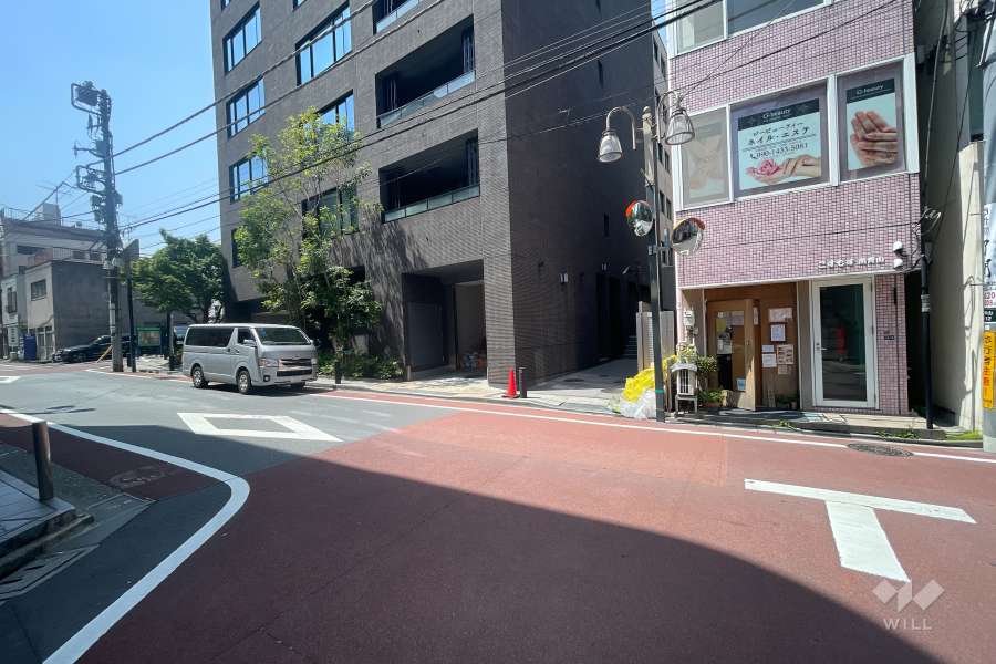 敷地南東側の前面道路（北東側から）