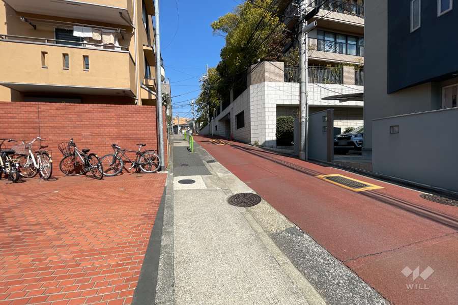 敷地東側の前面道路（南側から）