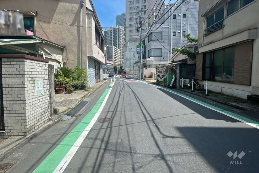 敷地南側の前面道路（西側から）