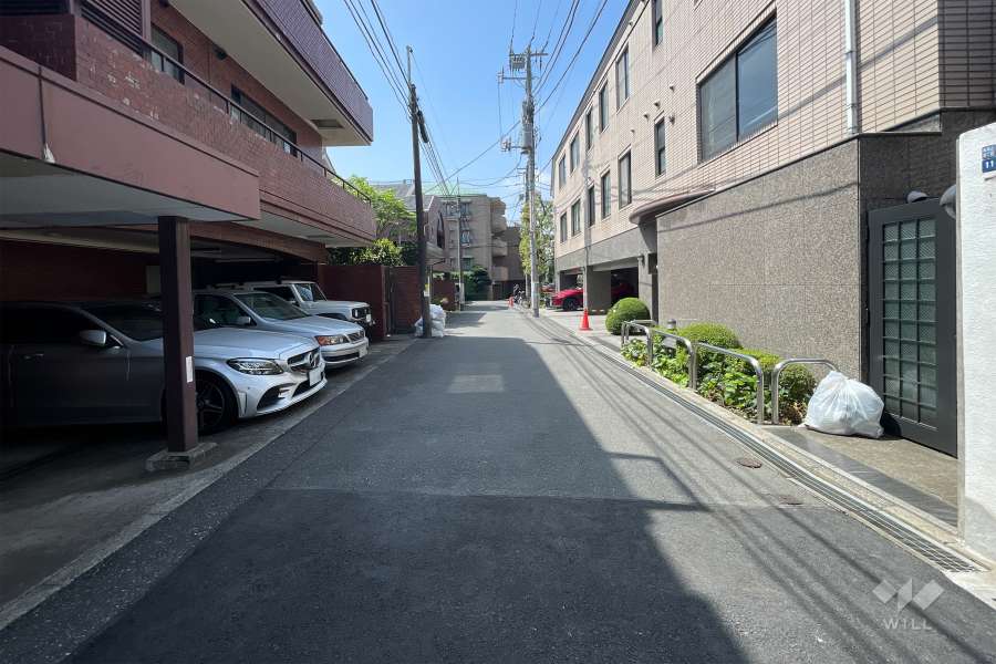 敷地北西側の前面道路（北東側から）