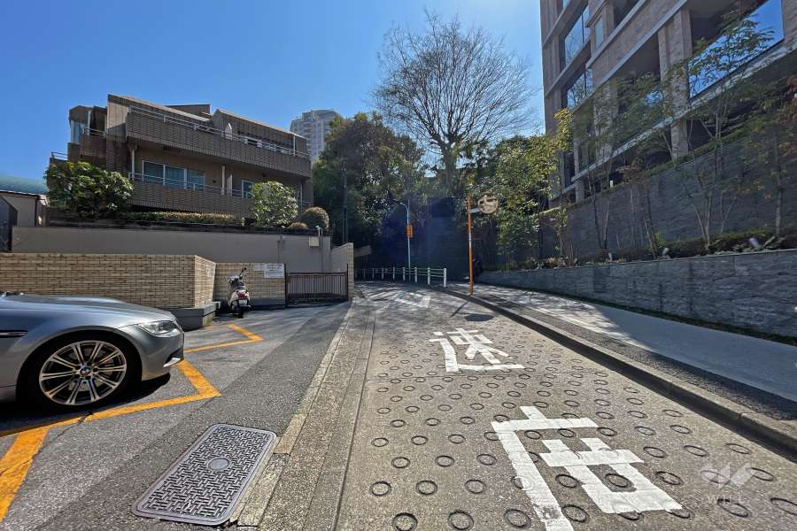 敷地西側の前面道路（北側から）