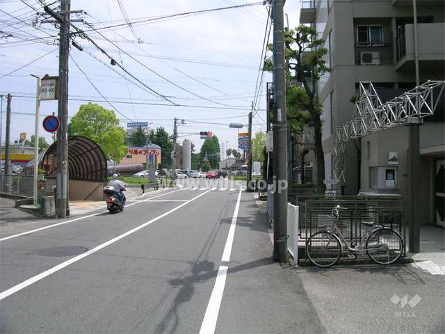 敷地東側の前面道路。すぐ南側には国道171号線が走っています。