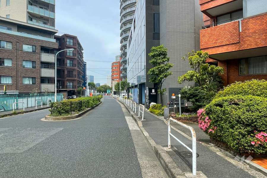 敷地北西側の前面道路（南西側から）