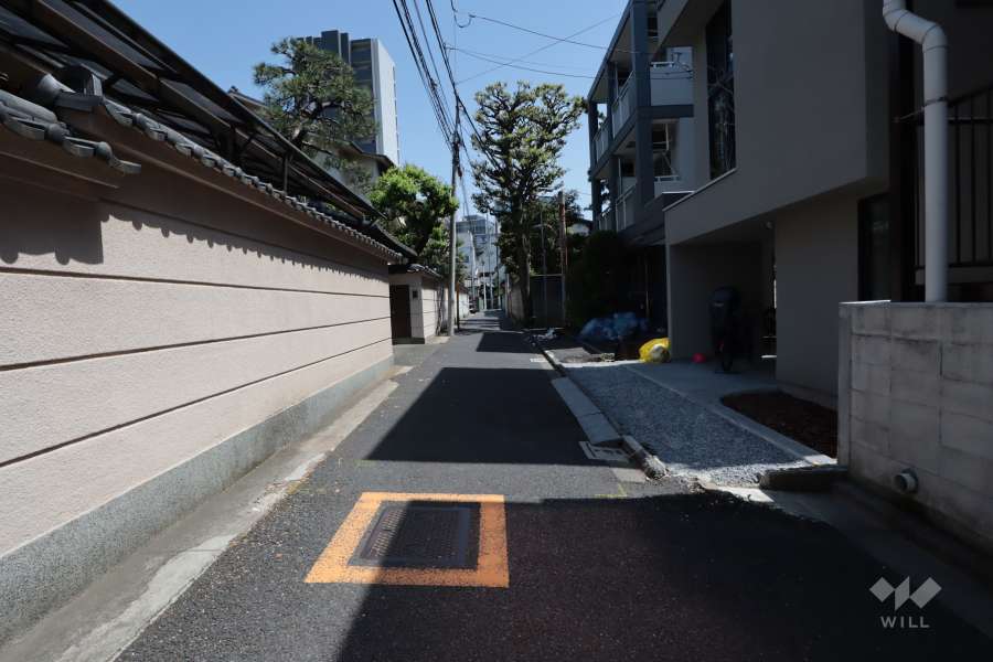 敷地北側の前面道路(西側から)