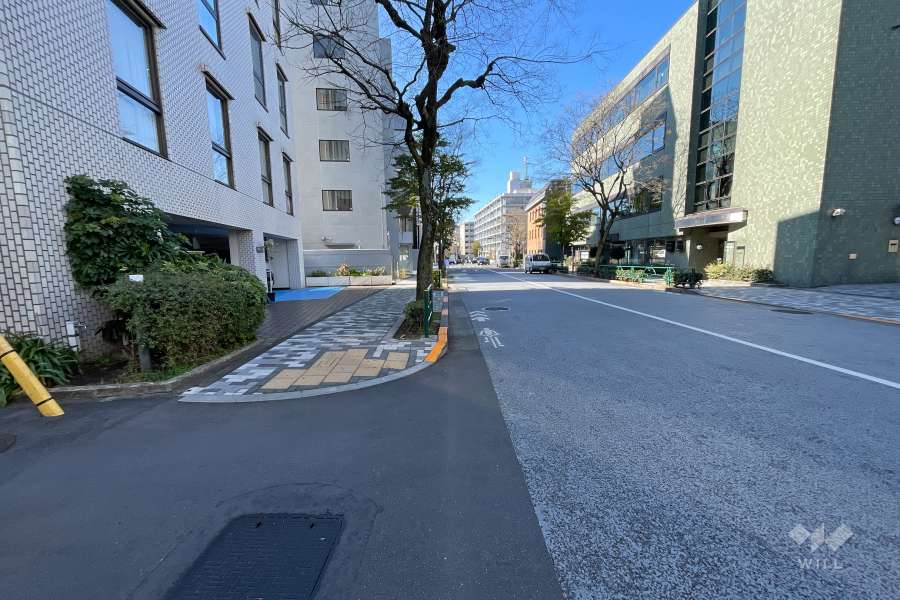敷地北西側の前面道路（北東側から）