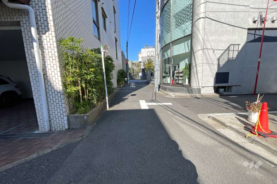 敷地北東側の前面道路（南東側から）