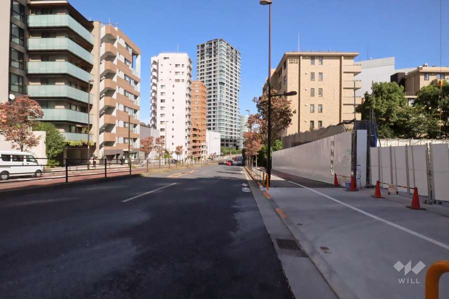 敷地北西側の前面道路(南西側から)