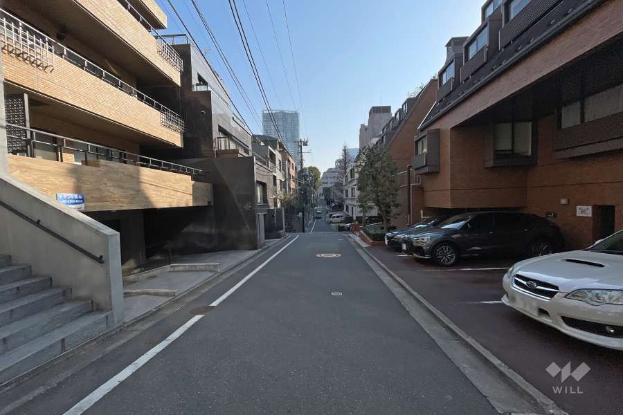 敷地北側の前面道路（西側から）