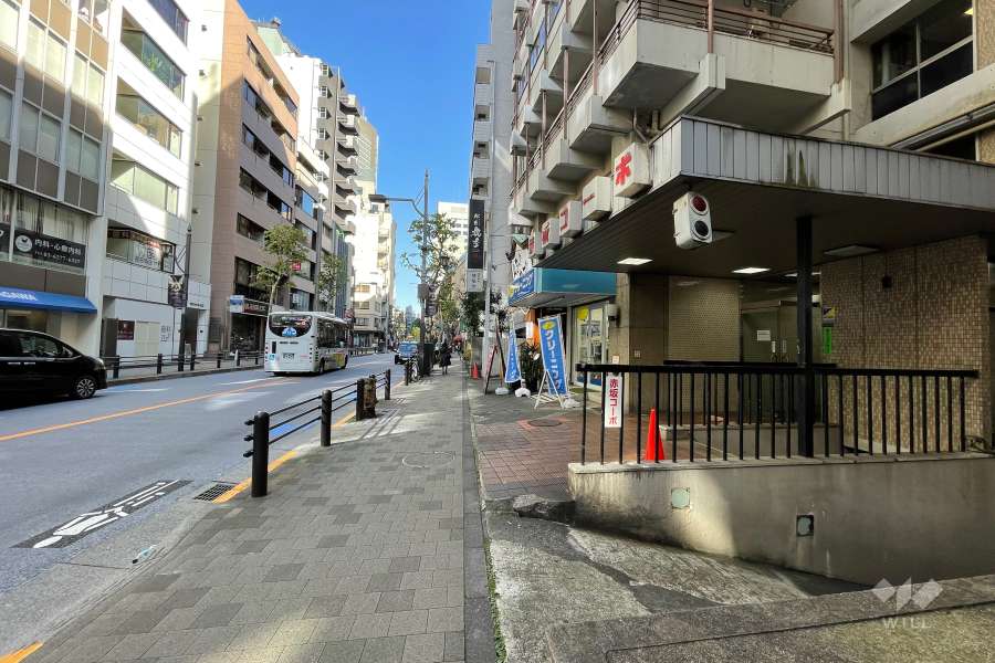 敷地北西側の前面道路（南西側から）