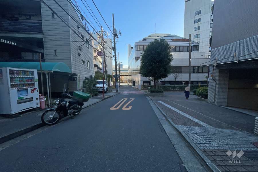 敷地東側の前面道路（北側から）