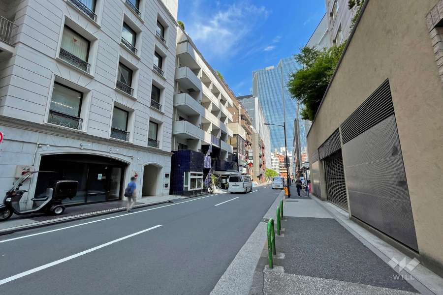 敷地の南西側前面道路（北西側から）