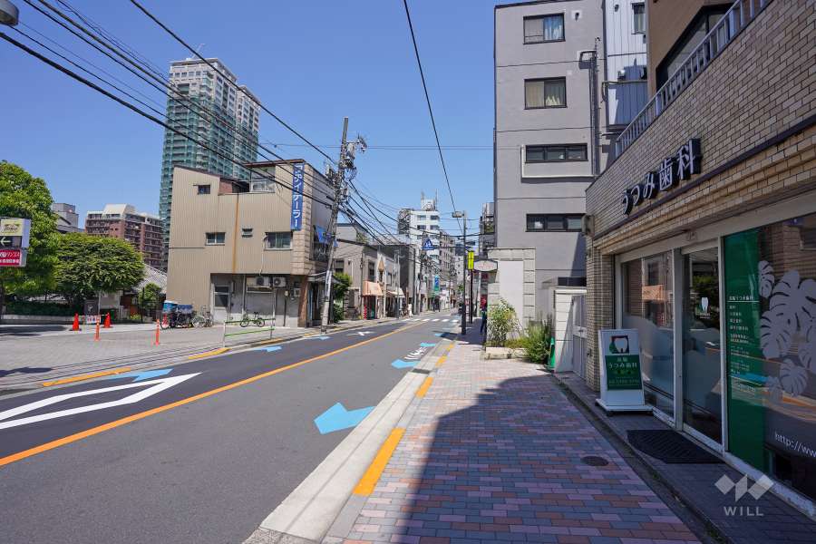 敷地西側の前面道路（南側から）