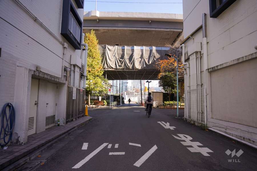 敷地南側の前面道路（西側から）
