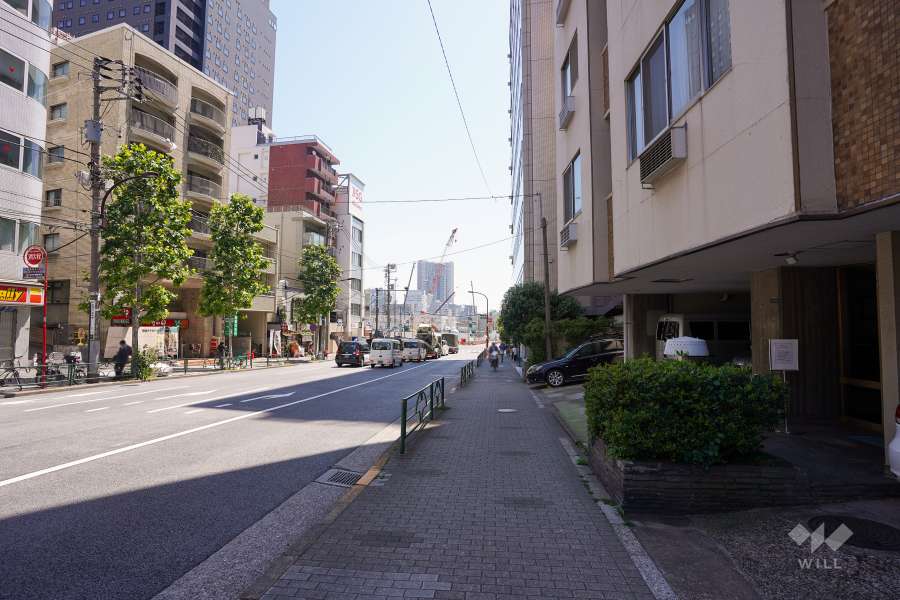 敷地北側の前面道路（西側から）