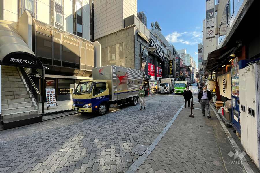 敷地西側の前面道路（北側から）