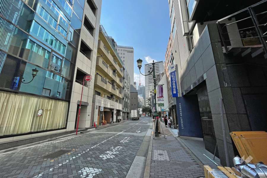 敷地北東側の前面道路（北西側から）