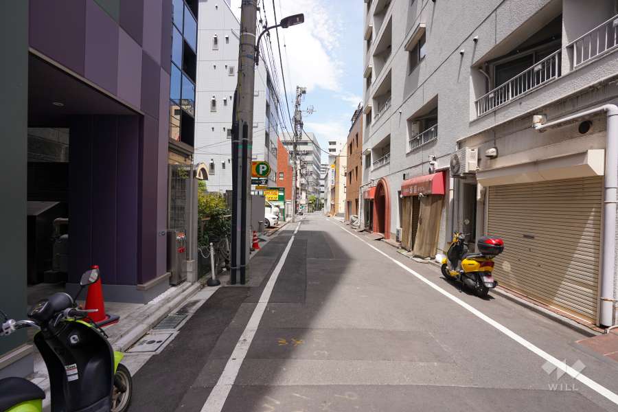 敷地西側の前面道路（南側から）