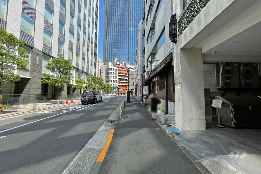 敷地北東側の前面道路（北西側から）