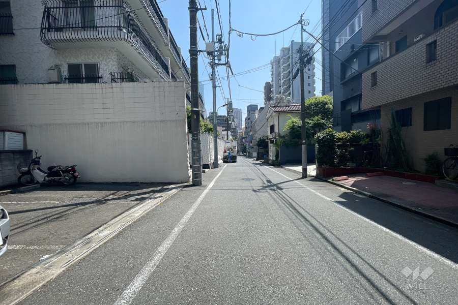 敷地南側の前面道路（西側から）