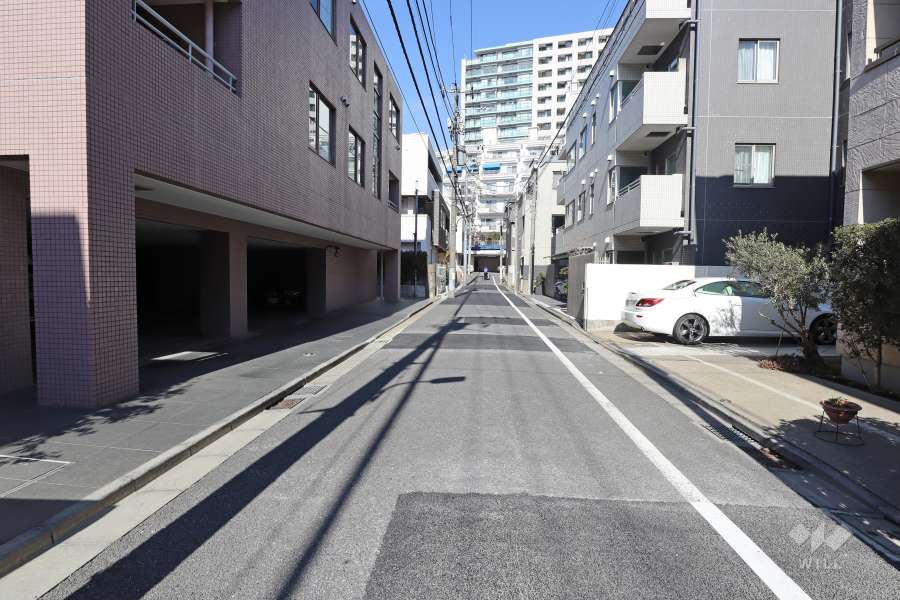 敷地の東側の前面道路（南側から）