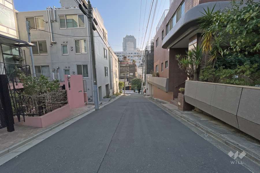 敷地北側の前面道路（西側から）