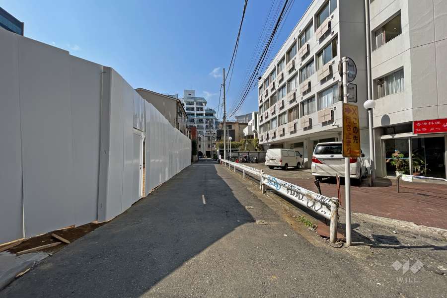 敷地の南西側前面道路（南東側から）