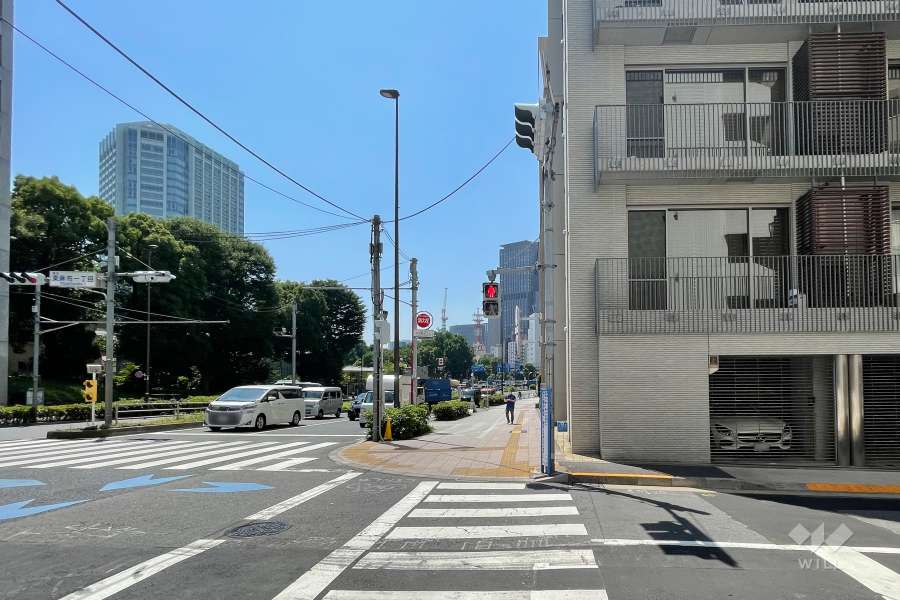 敷地の東側前面道路（北側から）