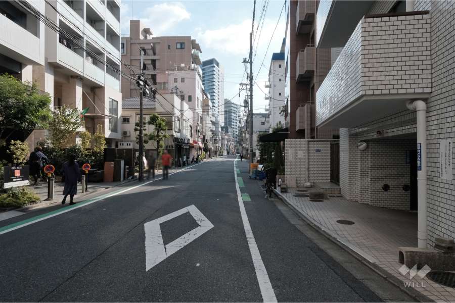 敷地東側の前面道路（北側から）